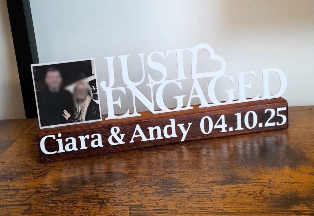 Just Engaged Ciara and Andy personalised plaque with photo