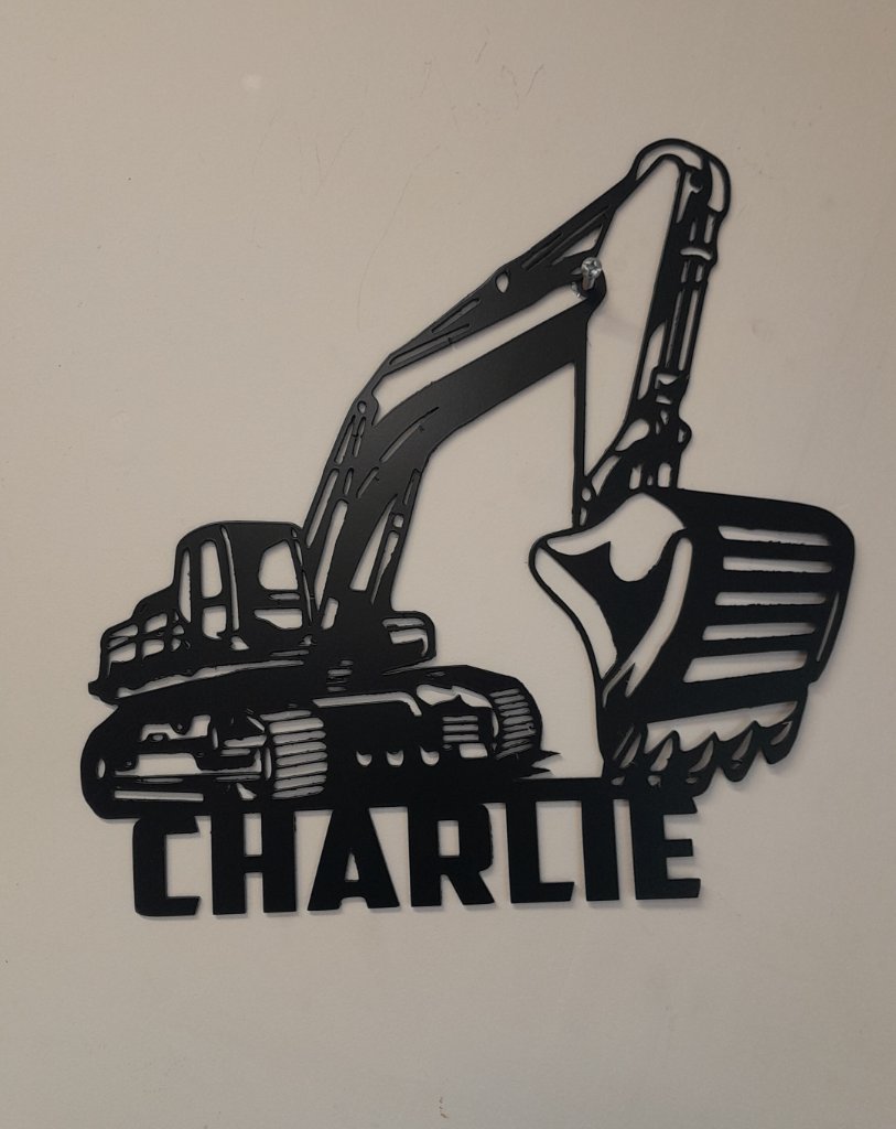 Charlie excavator black laser cut wall art