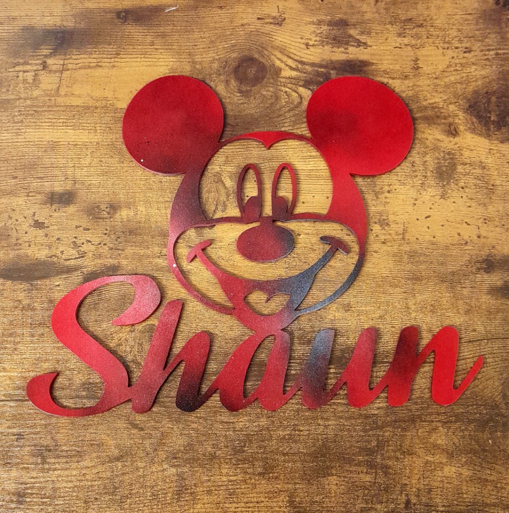 Shaun Mickey Mouse name sign red