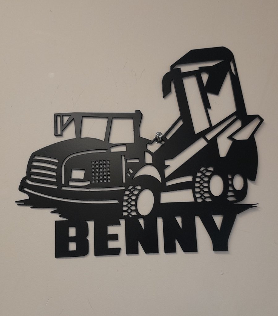 Benny dump truck black laser cut wall art