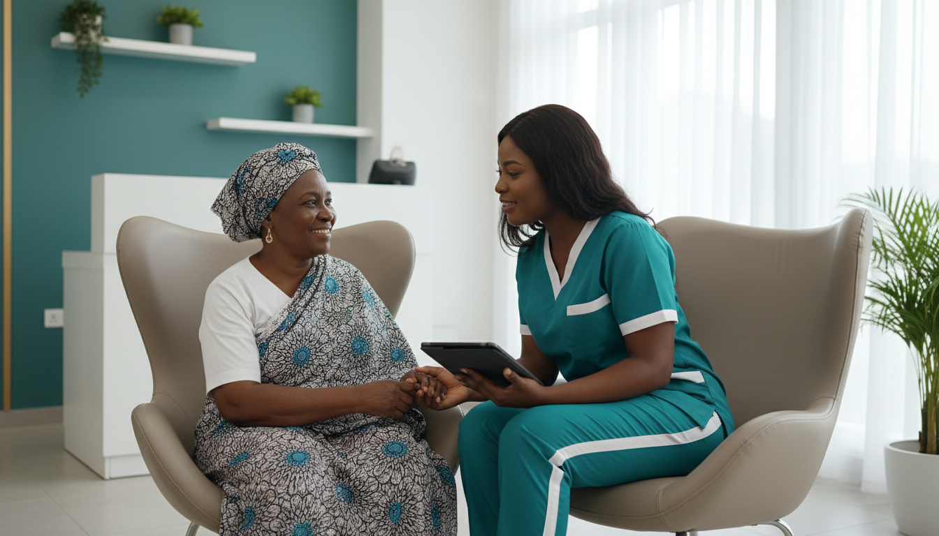 Healthcare professional caring for a patient in Ghana