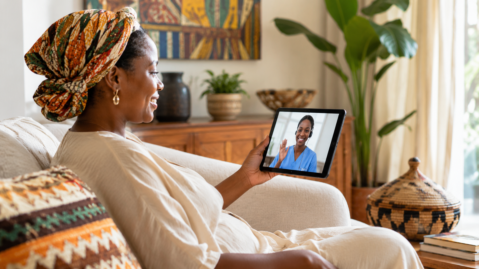 African nurse supporting patient recovery and wellbeing at a healthcare facility