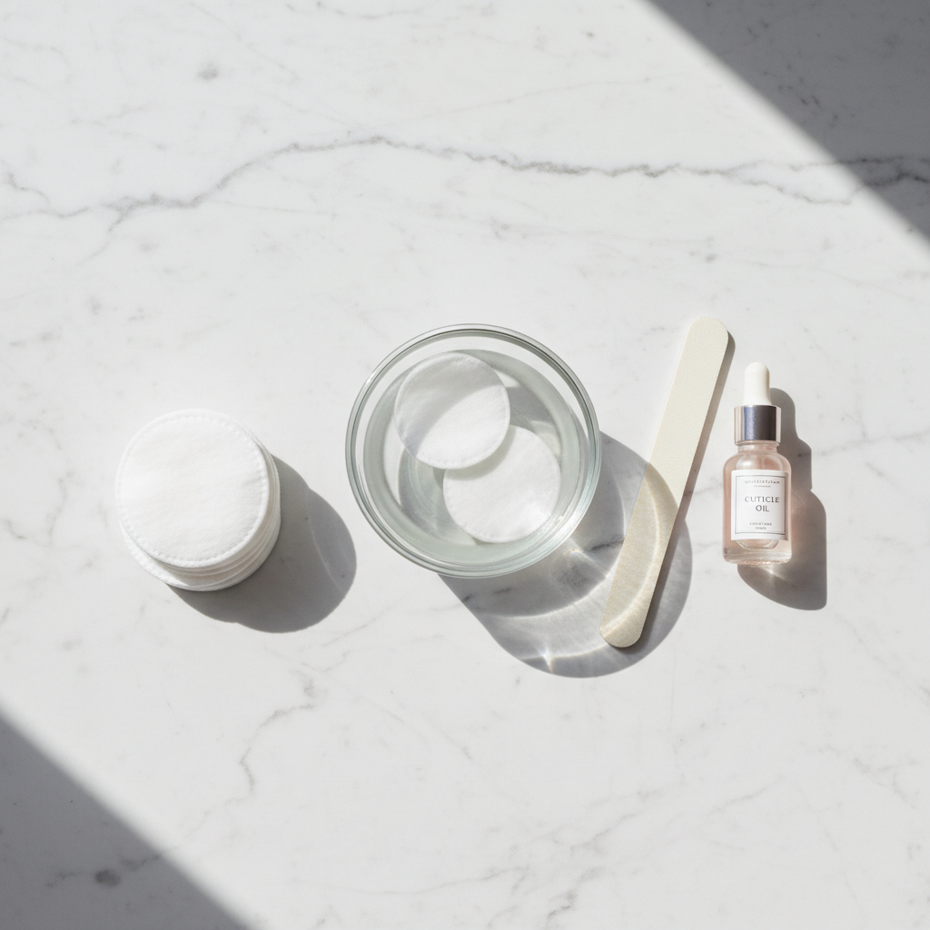 Gel nail removal supplies on marble surface — Bliss Nail Lounge Fort Myers