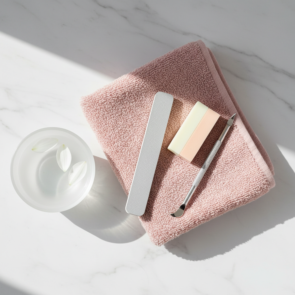 Nail salon tools on marble surface — Bliss Nail Lounge Fort Myers