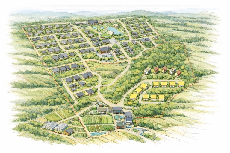 The Hereafter site map aerial rendering