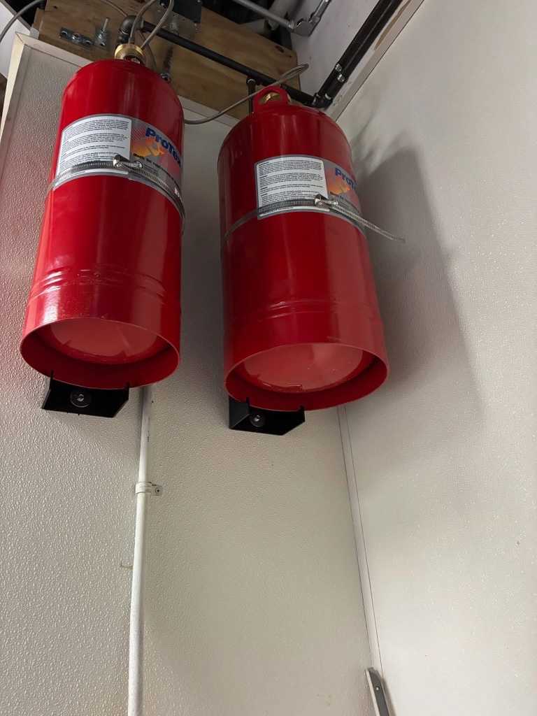 Fire suppression cylinders installed
