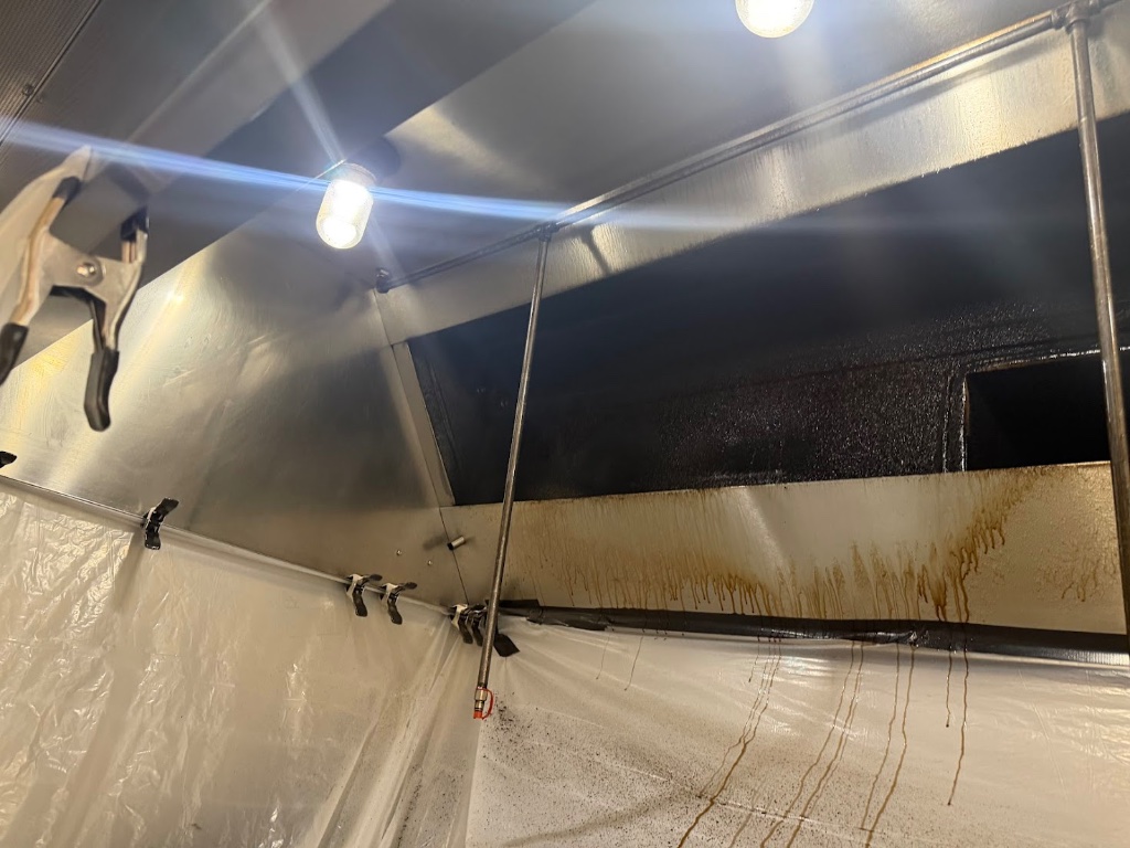 Hood interior grease buildup