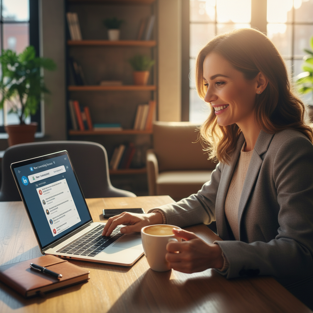 Professional checking email connections