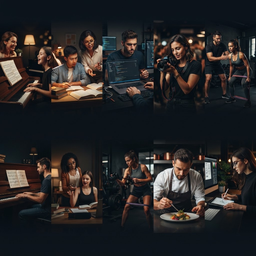 Members offering services — tuition, computing help, coaching and creative work