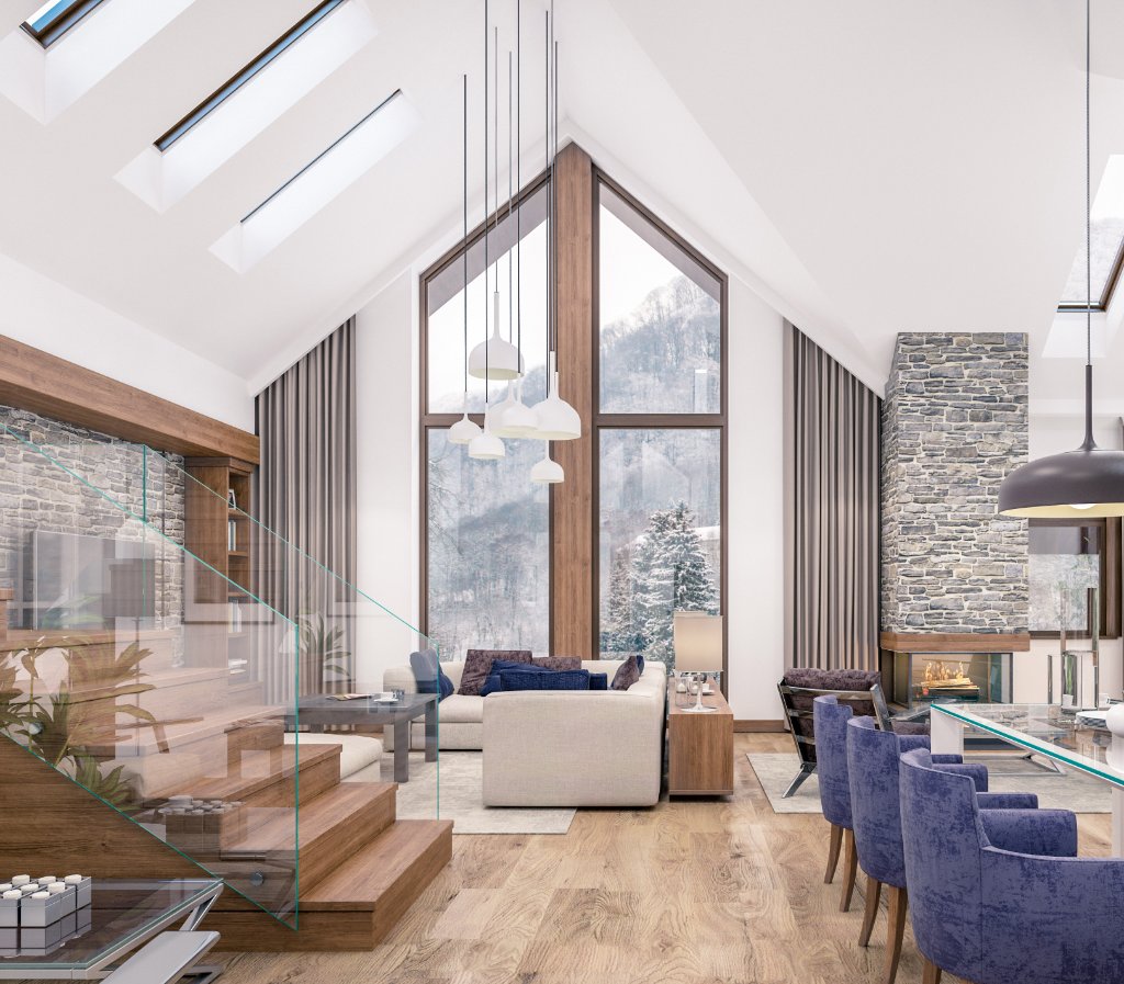 Luxury mountain chalet interior