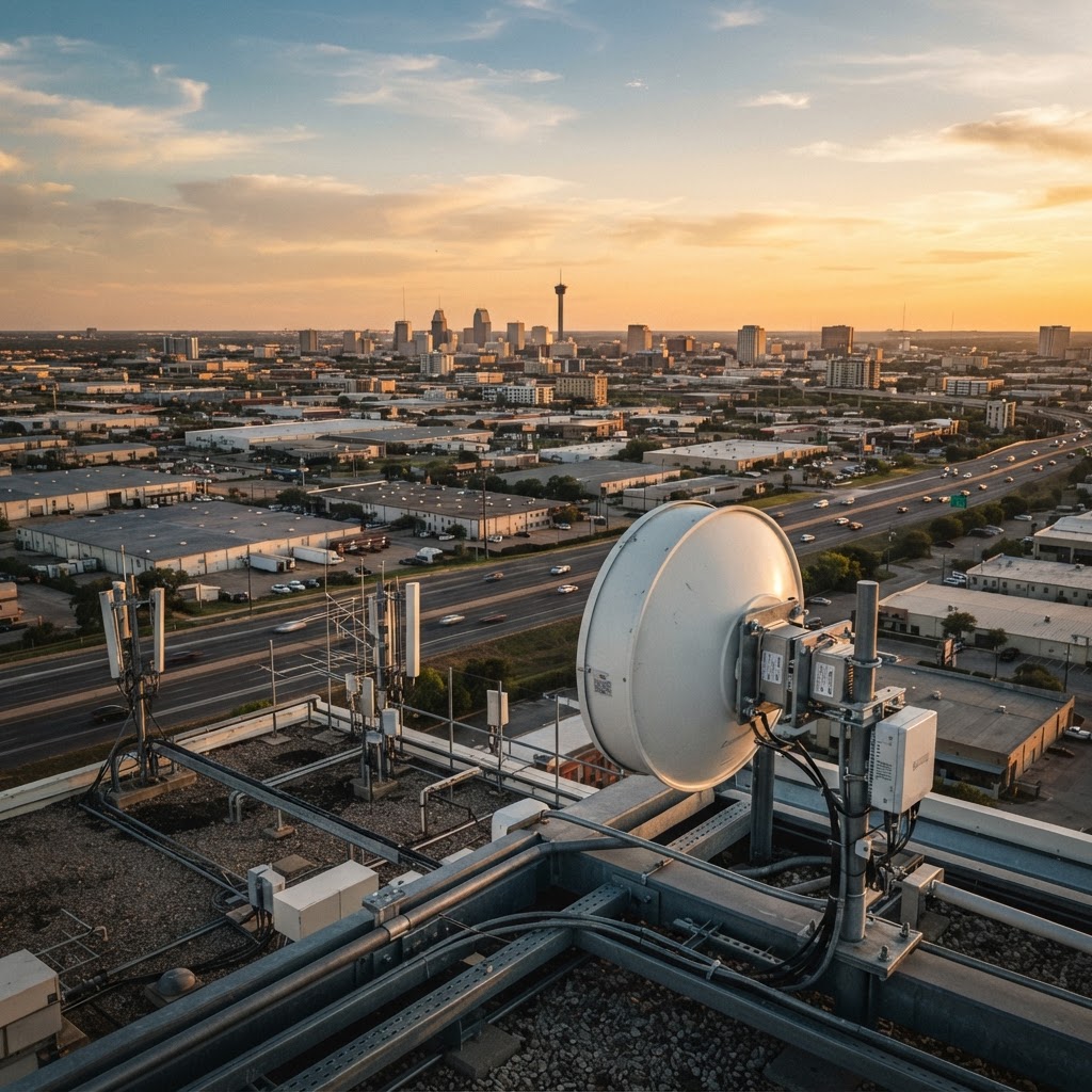 Wireless fiber extension to a commercial building in San Antonio Texas