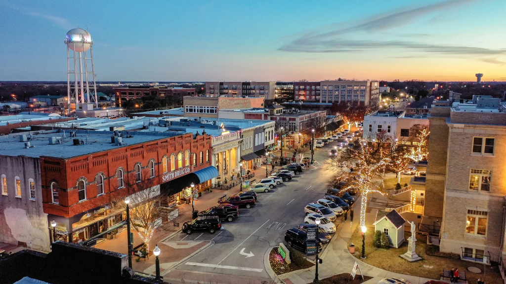 Historic Downtown McKinney Texas luxury homes on tree-canopied streets
