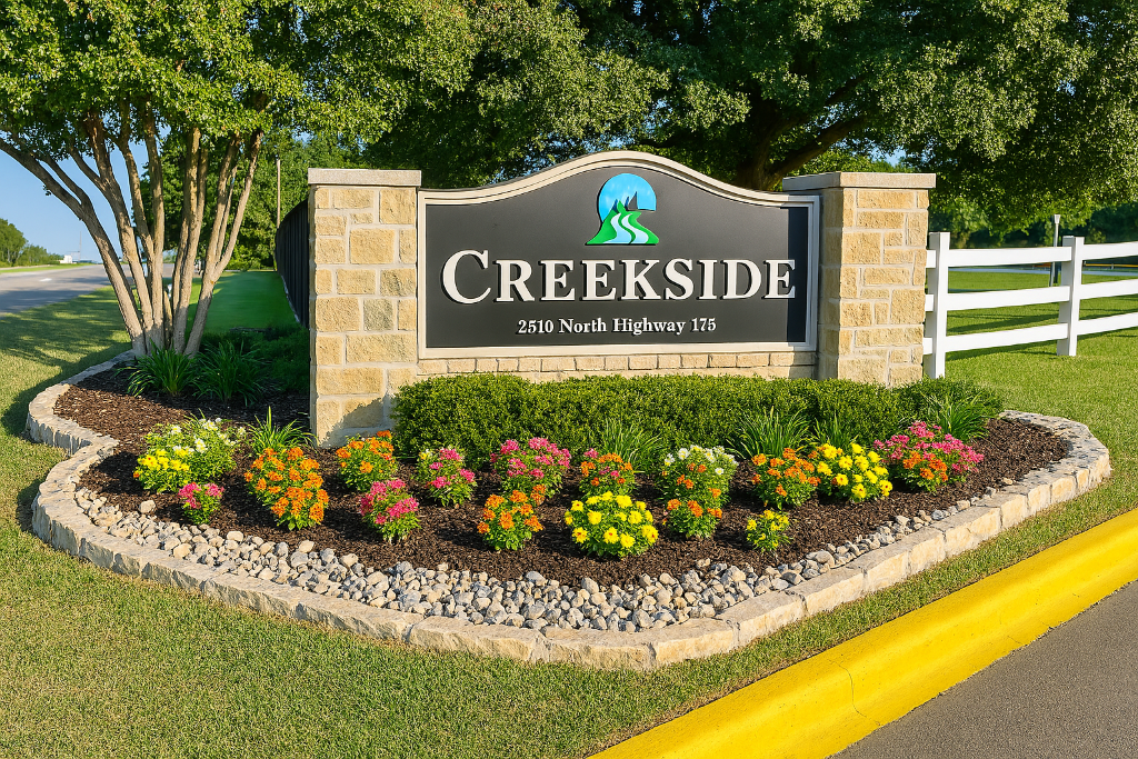 Creekside Denison Texas neighborhood entrance sign