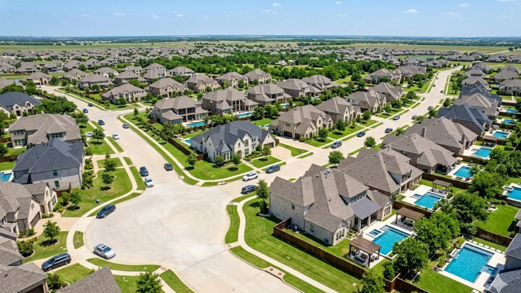Prosper Texas luxury neighborhoods aerial view