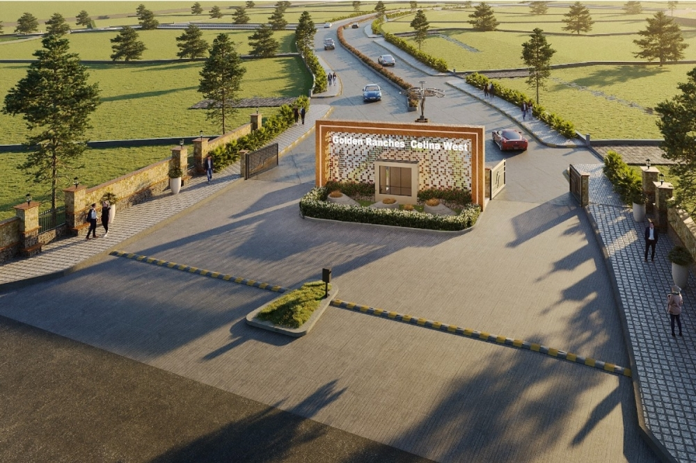 Golden Ranches Celina West Texas — entrance rendering of exclusive custom estate community by Homes by J. Anthony