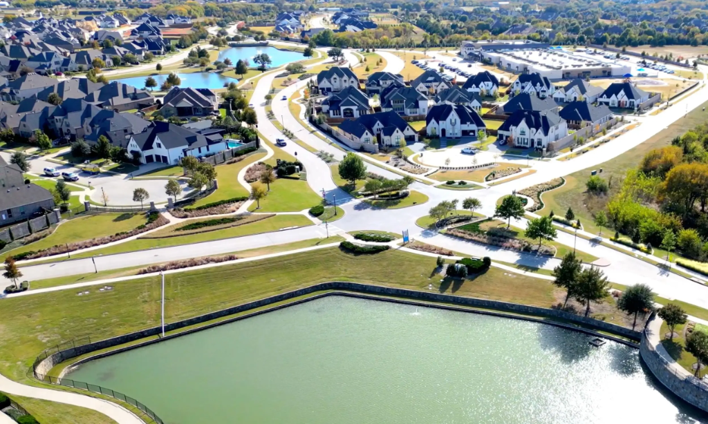 Celina Texas master-planned neighborhood aerial view