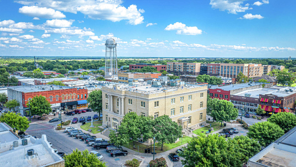 McKinney Texas historic downtown aerial view