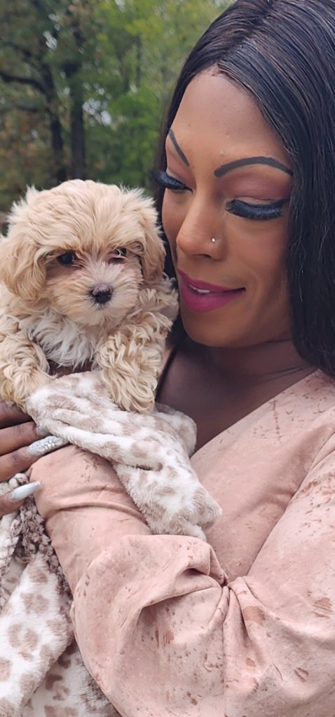 Montina Clark with Bella the maltipoo