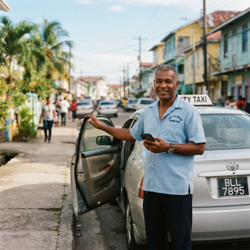 A ZIP.GY driver standing beside his car on a Georgetown street