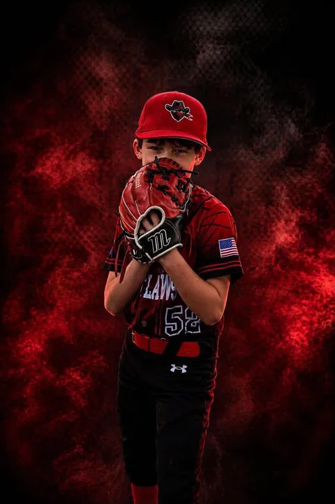 Pitcher with red smoke background