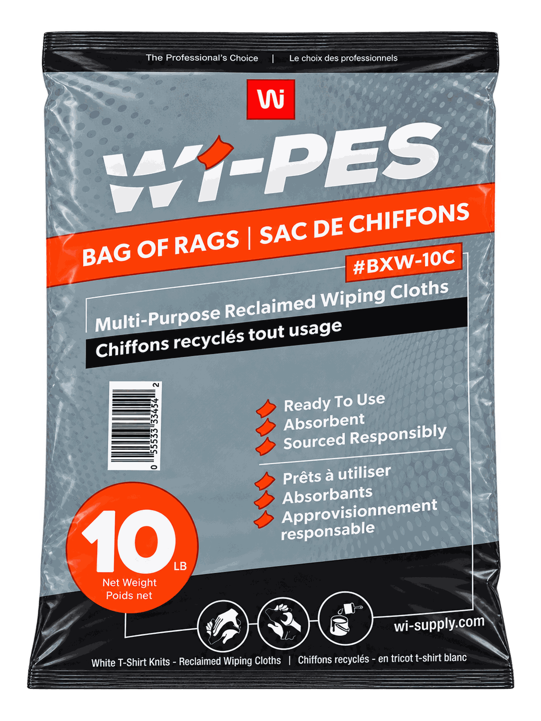 Chiffons industriels blancs - 10 lb