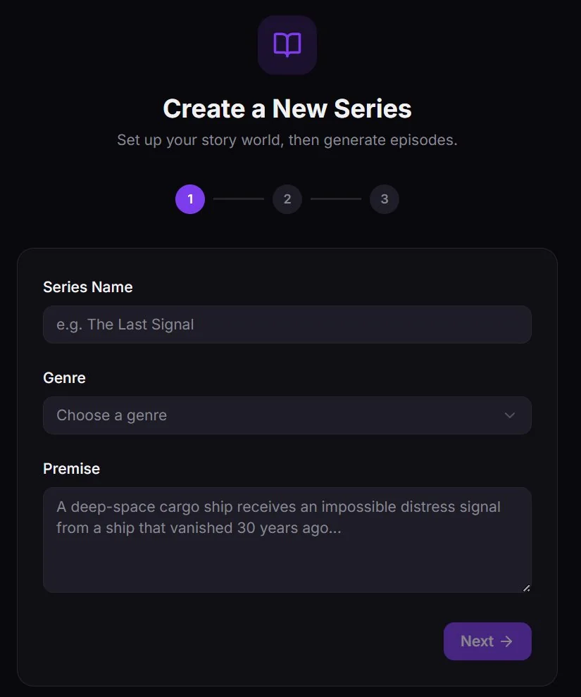 wizard.webp β Create a New Series, step 1