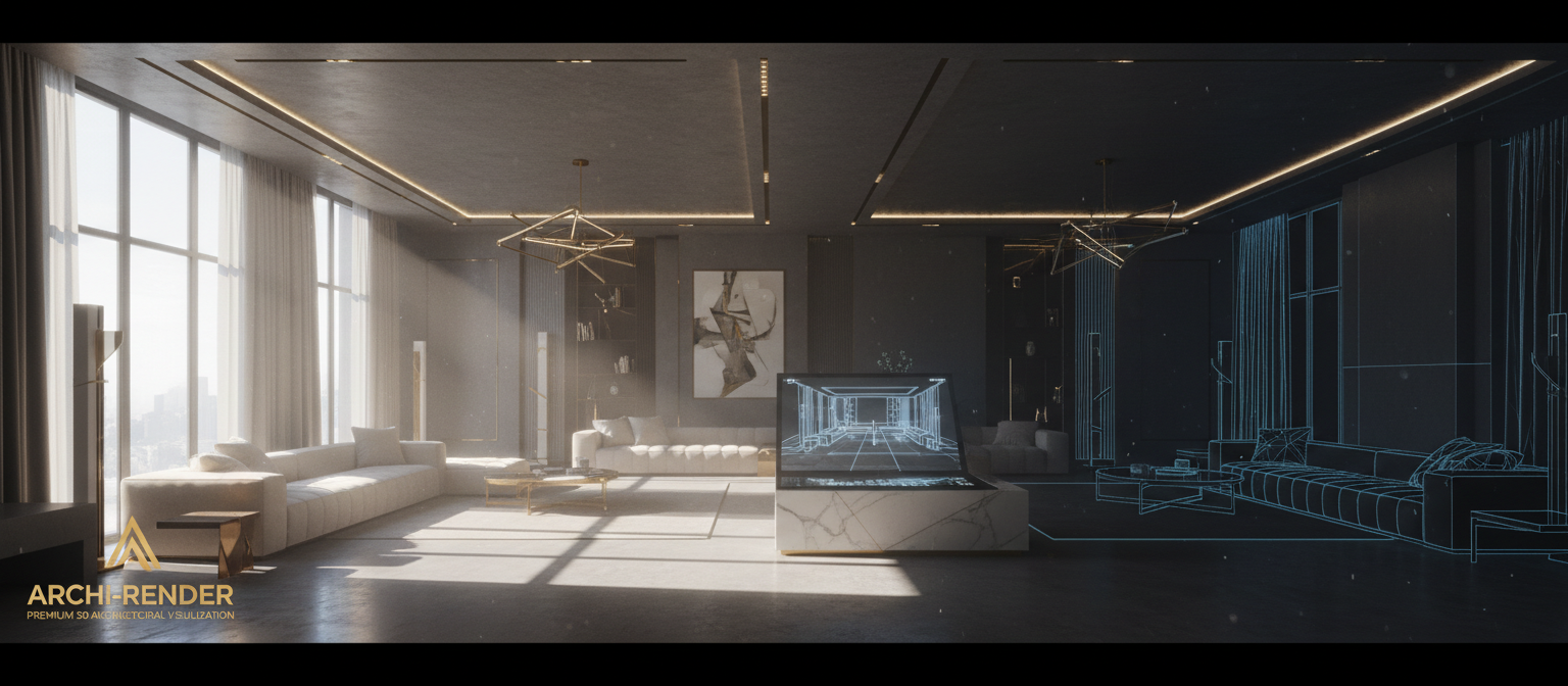 Cinematic 3D architectural visualization interior