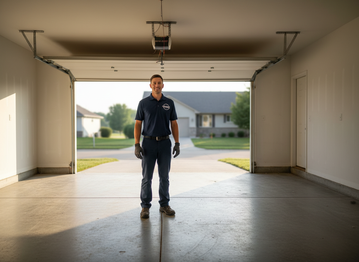 AB Junk Removal team clearing a garage in Ankeny, Iowa