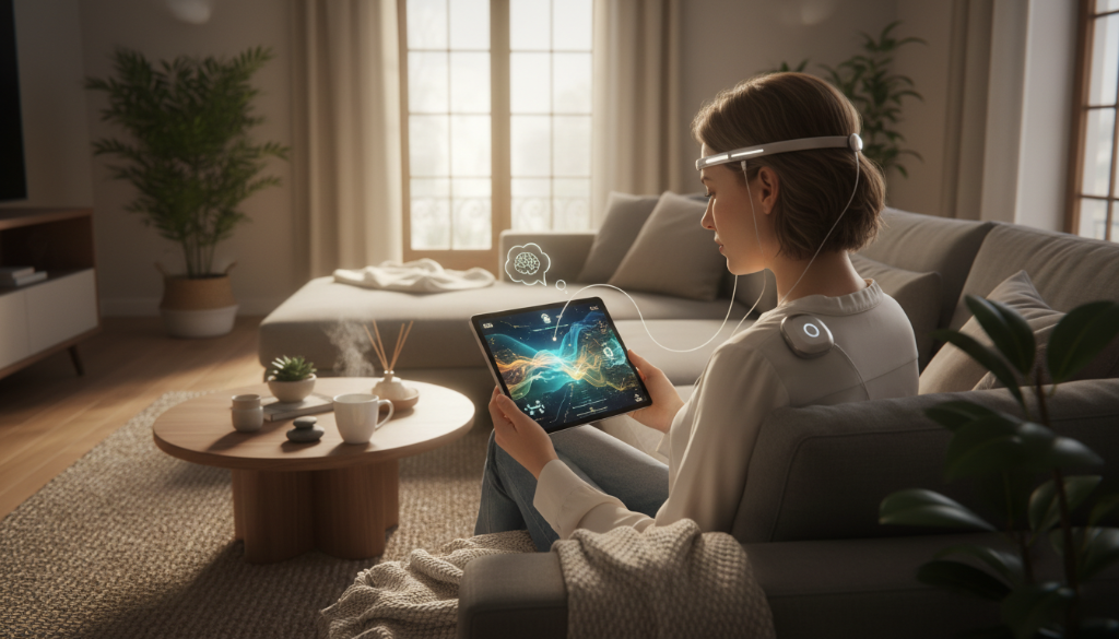 Patient using neurofeedback app