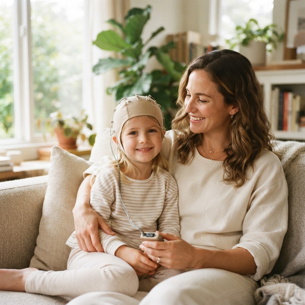 Woman and child experiencing improved focus and calm through MindBrite neurofeedback
