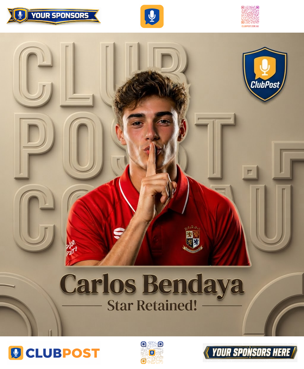 Carlos Bendaya — Star Retained! with sponsor banner