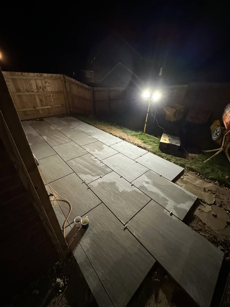 26m² Kandla Grey Porcelain with Oak Sleeper Border photo 4