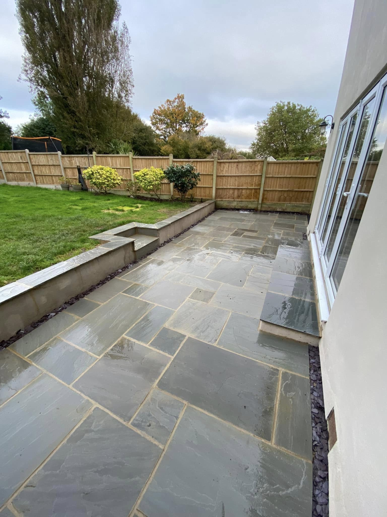40m² Kandla Grey Indian Sandstone Patio with ACO Drainage photo 3