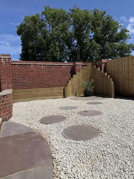 Remarkable Garden Transformation — Curved Walls, Sleeper Seating, Artificial Grass & Raised Planters photo 4