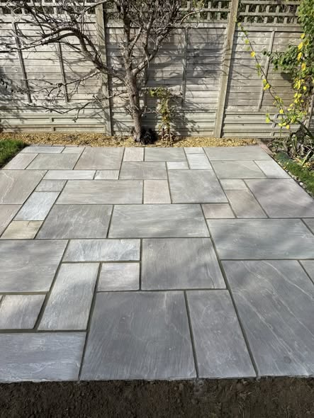 Autumn Brown Indian Sandstone Patio — Pergola Foundation photo 2