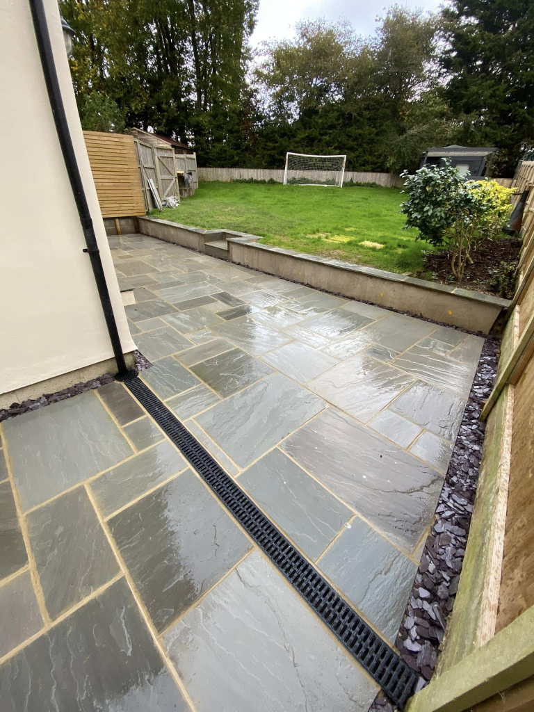 40m² Kandla Grey Indian Sandstone Patio with ACO Drainage photo 4