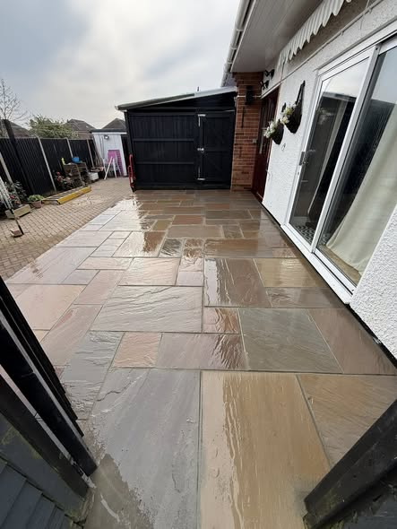 Indian Sandstone Patio & Concrete Base — Nursery Transformation photo 4