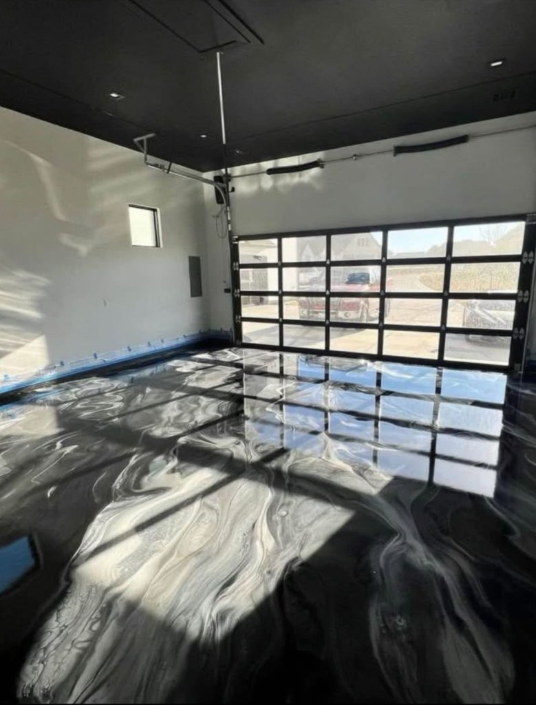 Black Metallic Garage — Metallic Epoxy epoxy floor in Chicagoland