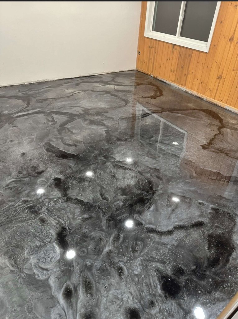 Dark Metallic Garage — Metallic Epoxy epoxy floor in Chicago, IL