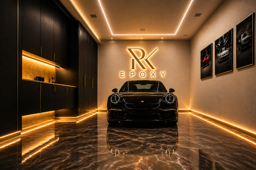 Luxury metallic epoxy garage floor in Chicago — RK Epoxy Coating