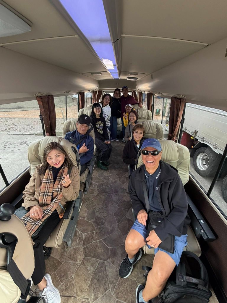 Happy travelers on the Social Bus in Hokkaido