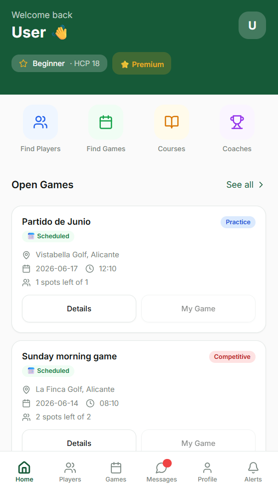 Golfromotion template preview