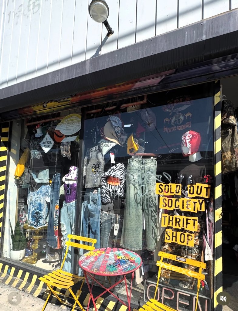 Sold Out Society thrift shop storefront downtown Los Angeles Fashion District streetwear
