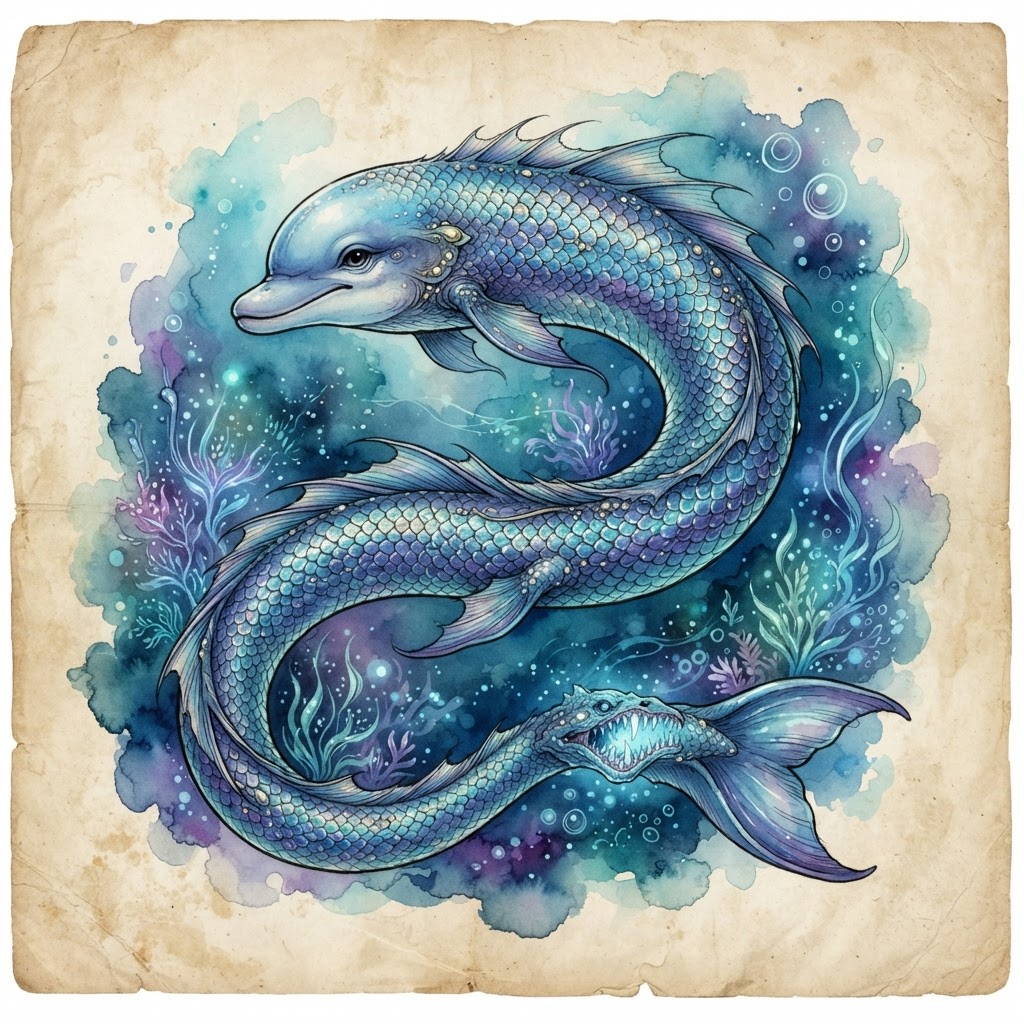 Azure Serpent-Dolphin of the Abyssal Reef