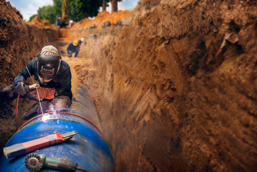 Pipeline welding in trench