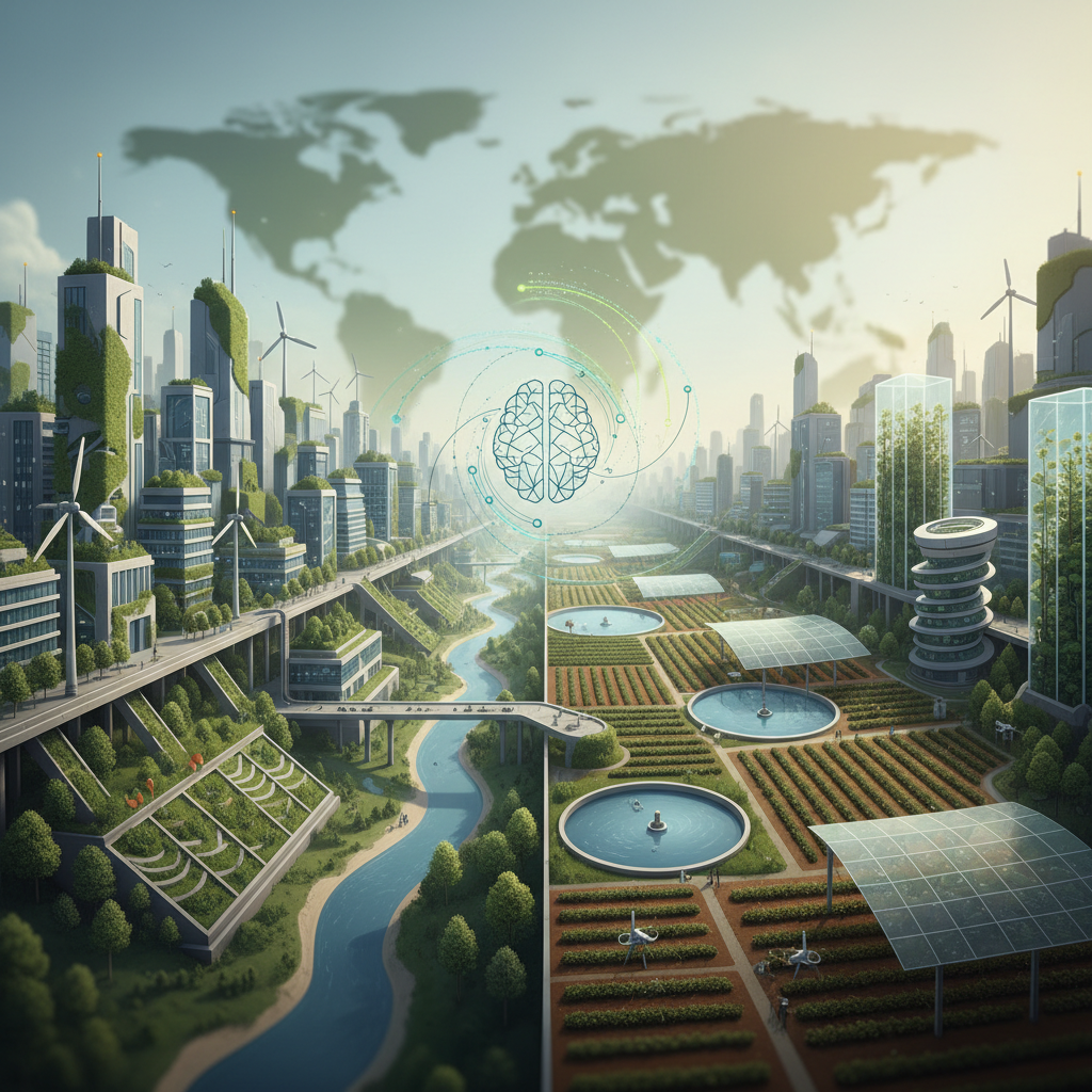 Illustration for "Survival by Design: How Cities and Farms are Changing for a Warmer World"