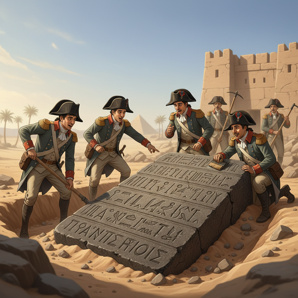 Illustration for "Decoding the Past: The Accidental Discovery of the Rosetta Stone"
