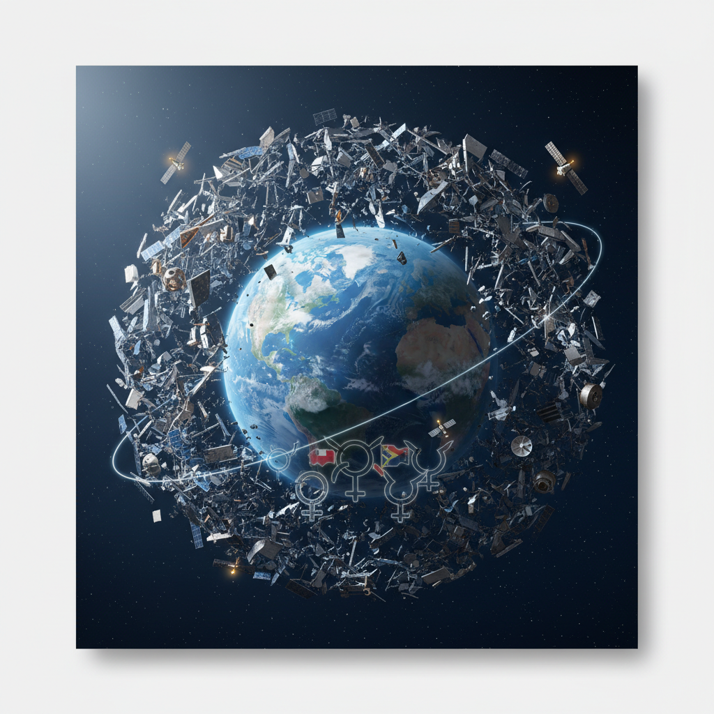 Illustration for "The Orbital Tragedy: Navigating the Geopolitics of Space Junk"