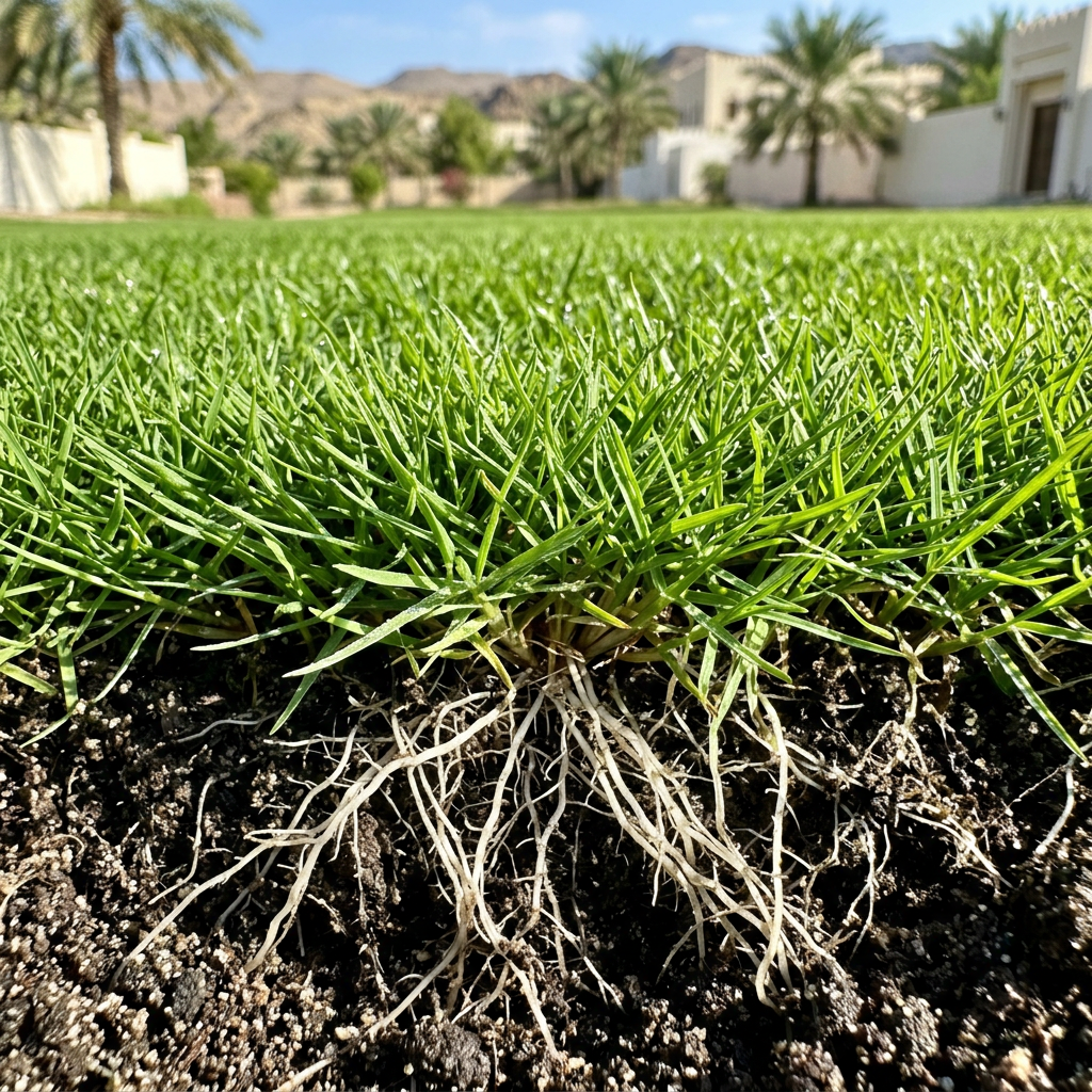 Healthy Bermuda grass lawn in Oman