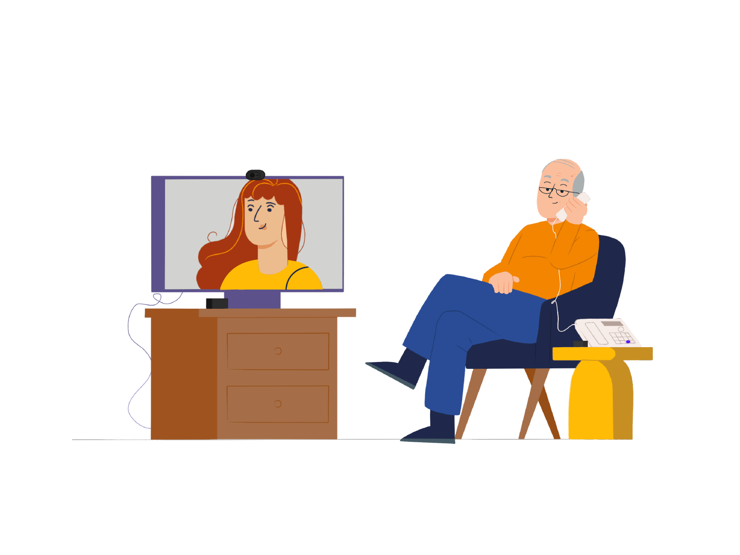 Proche en appel vidéo avec sa famille
